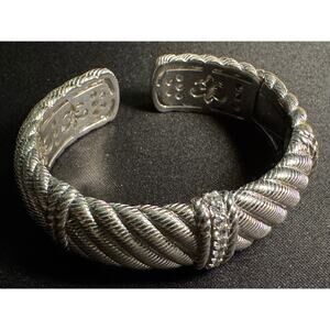 Judith Ripka Sterling Silver Hinged Cable Twist‎ Bracelet 68g